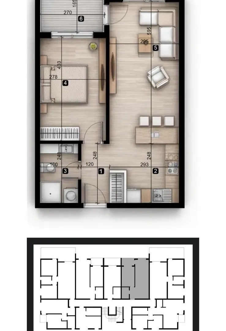 Prodaja, jednosoban stan, 47m², Velika Plaža, Ulcinj