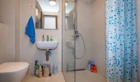 Kupatilo opremljeno umivaonikom, WC šoljom i tuš kabinom. - image 7