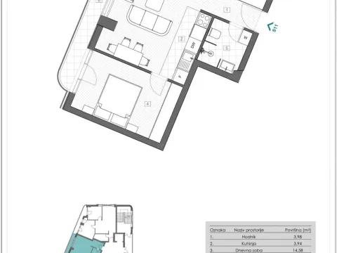 Sale, one bedroom apartment, 44m², Centar, Bar - image 3