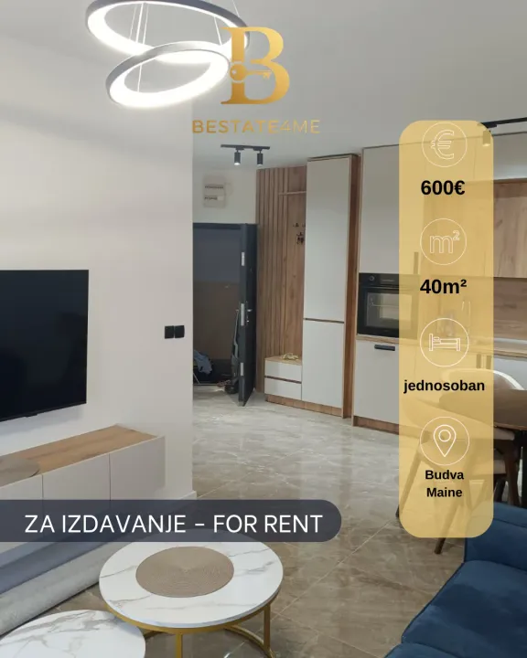 Rent, one bedroom apartment, 40m², Maine, Budva