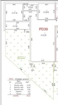 Osnova stana sa rasporedom prostorija i dimenzijama. - image 2