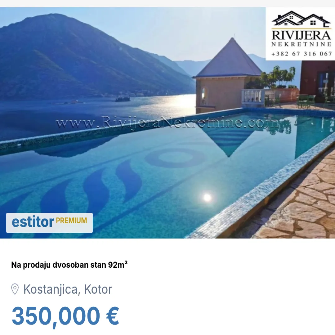 Prodaja, dvosoban stan, 92m², Kostanjica, Kotor