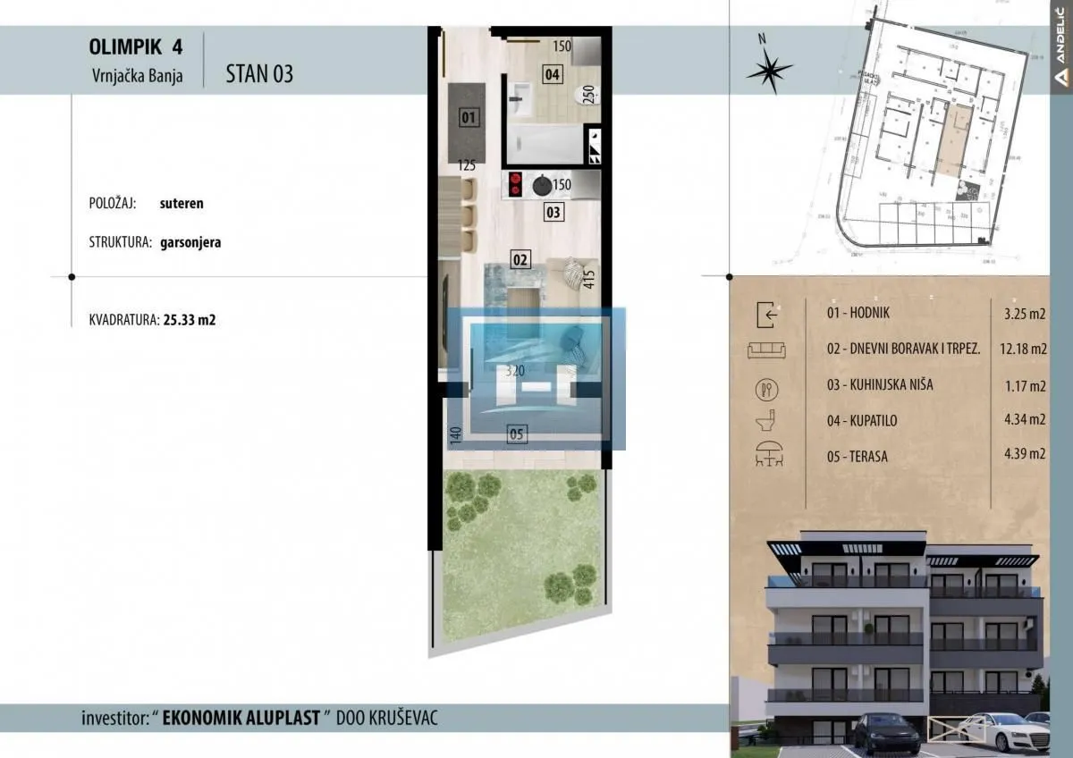 Prodaja, garsonjera, 25m², Vrnjačka Banja, Srbija