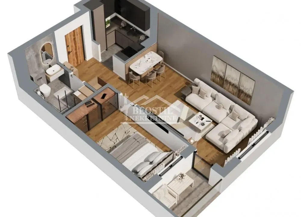 Sale, one bedroom apartment, 46m², Bežanija, Beograd