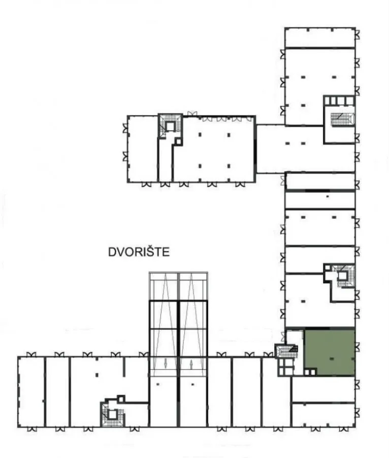Floor plan showing the layout of the rooms in the building.