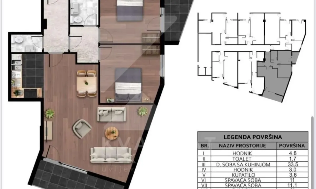 Sale, two bedroom apartment, 78m², Ljubović, Podgorica