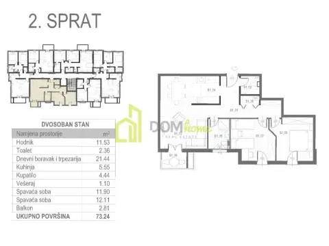 Prodaja, dvosoban stan, 73m², Tološi, Podgorica - image 4