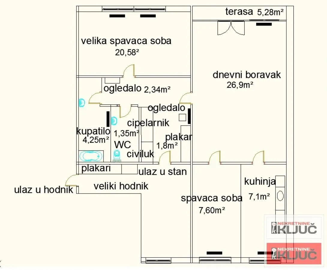 Prodaja, dvosoban stan, 77m², Centar, Novi Sad