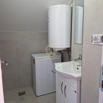 Bathroom equipped with a washbasin, water heater, and washing machine. - image 6