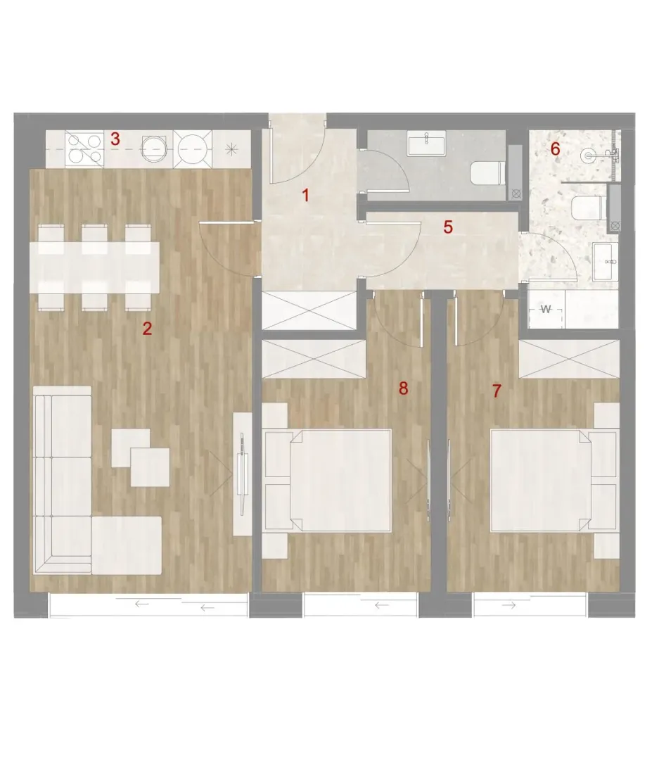 Prodaja, dvosoban stan, 60m², Muo, Kotor