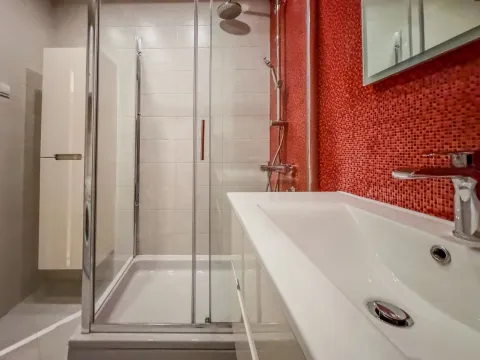 Moderno kupatilo sa tuš kabinom i umivaonikom. - image 5