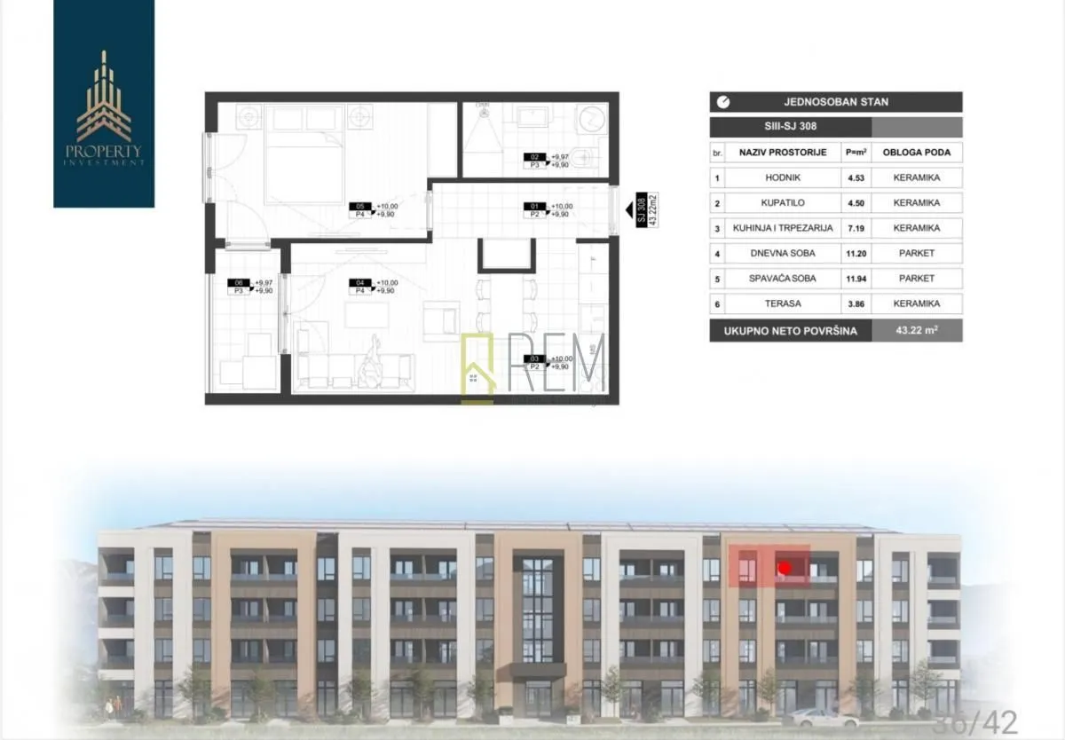 Prodaja, jednosoban stan, 39m², Zabjelo, Podgorica