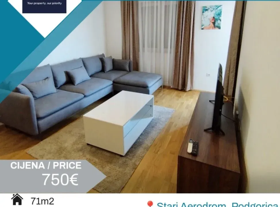 Izdavanje, dvosoban stan, 71m², Stari Aerodrom, Podgorica