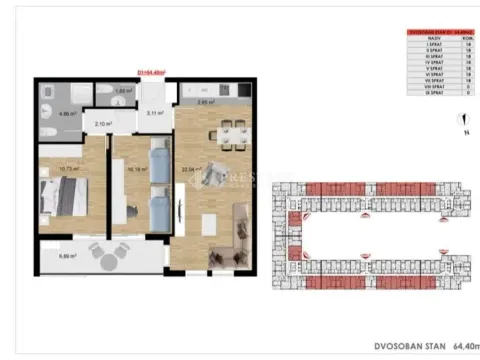 Prodaja, dvosoban stan, 64m², Stari Aerodrom, Podgorica - image 7