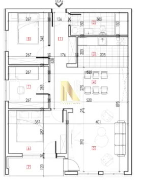 Arhitektonski plan nekretnine sa označenim prostorijama. - image 3