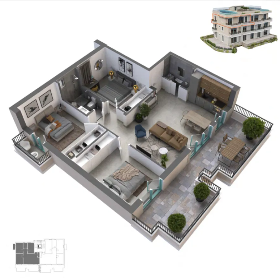 Prodaja, trosoban stan, 191m², Dobrota, Kotor