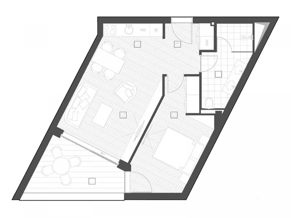 Sale, one bedroom apartment, 54m², Bečići, Budva