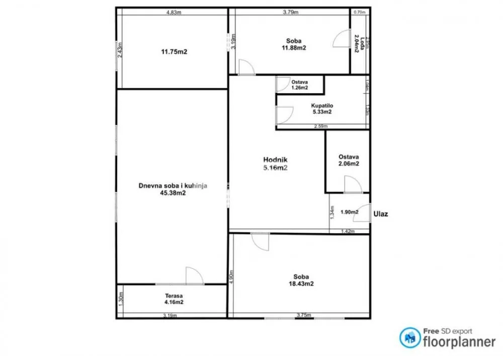 Sale, three bedroom apartment, 116m², Stari Grad, Beograd