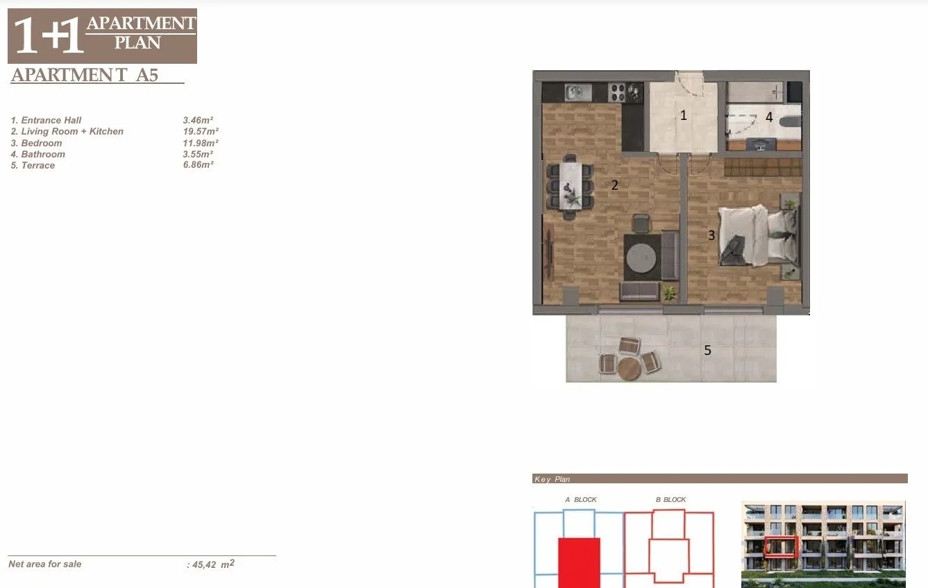 Prodaja, jednosoban stan, 45m², Baošići, Herceg Novi