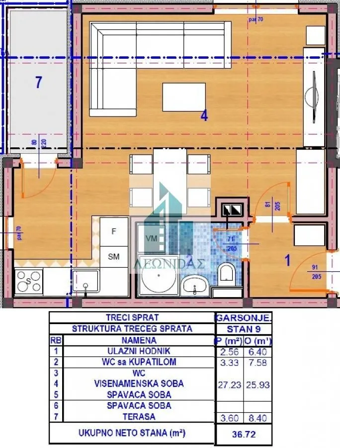 Prodaja, garsonjera, 37m², Donja Vrežina, Niš
