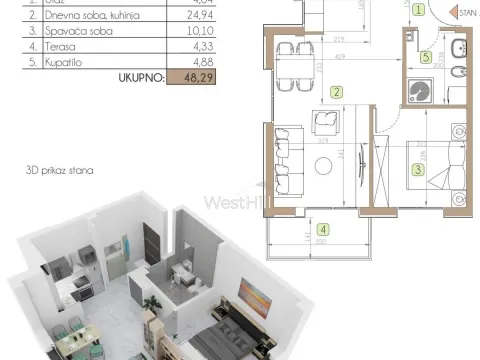 Prodaja, jednosoban stan, 46m², Dobrota, Kotor - image 7