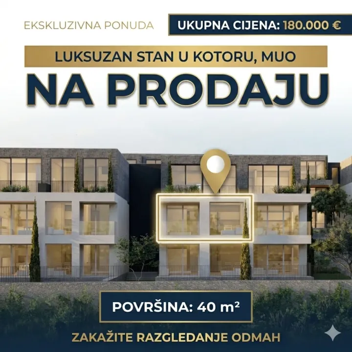Sale, one bedroom apartment, 40m², Škaljari, Kotor