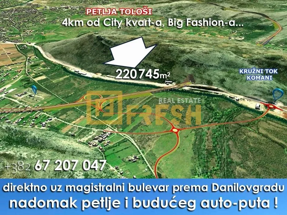Prodaja, plac, 220745m², Tološi, Podgorica