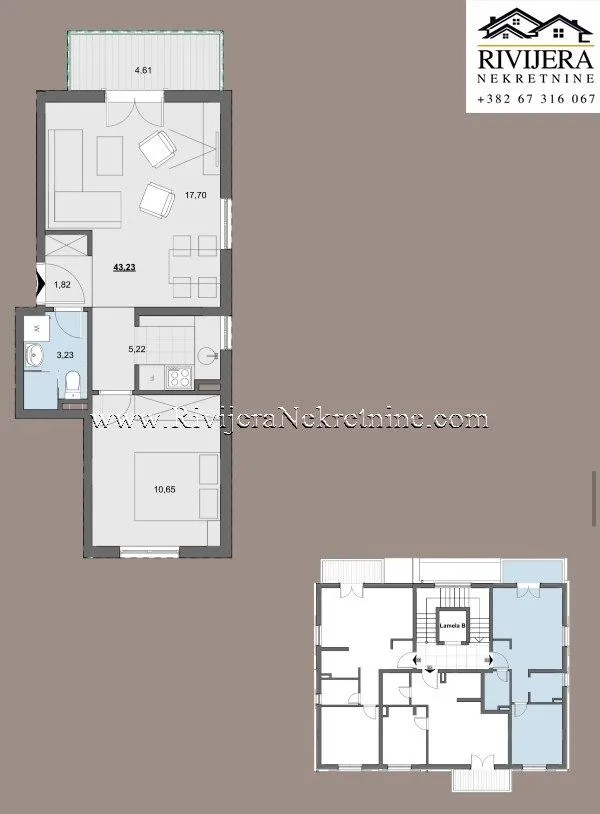 Sale, one bedroom apartment, 45m², Donja Lastva, Tivat