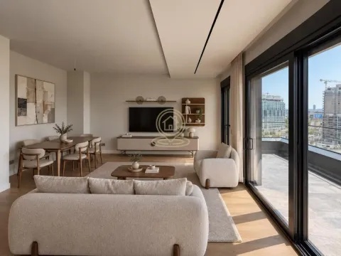 Modern living room with dining area and access to the terrace. - image 6