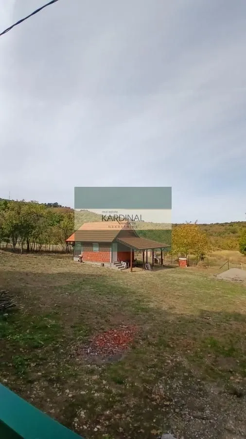 Pogled na kuću i dvorište u prirodi.