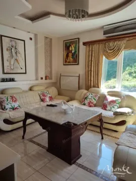 Living room with seating furniture, a coffee table, and paintings on the wall. - image 18
