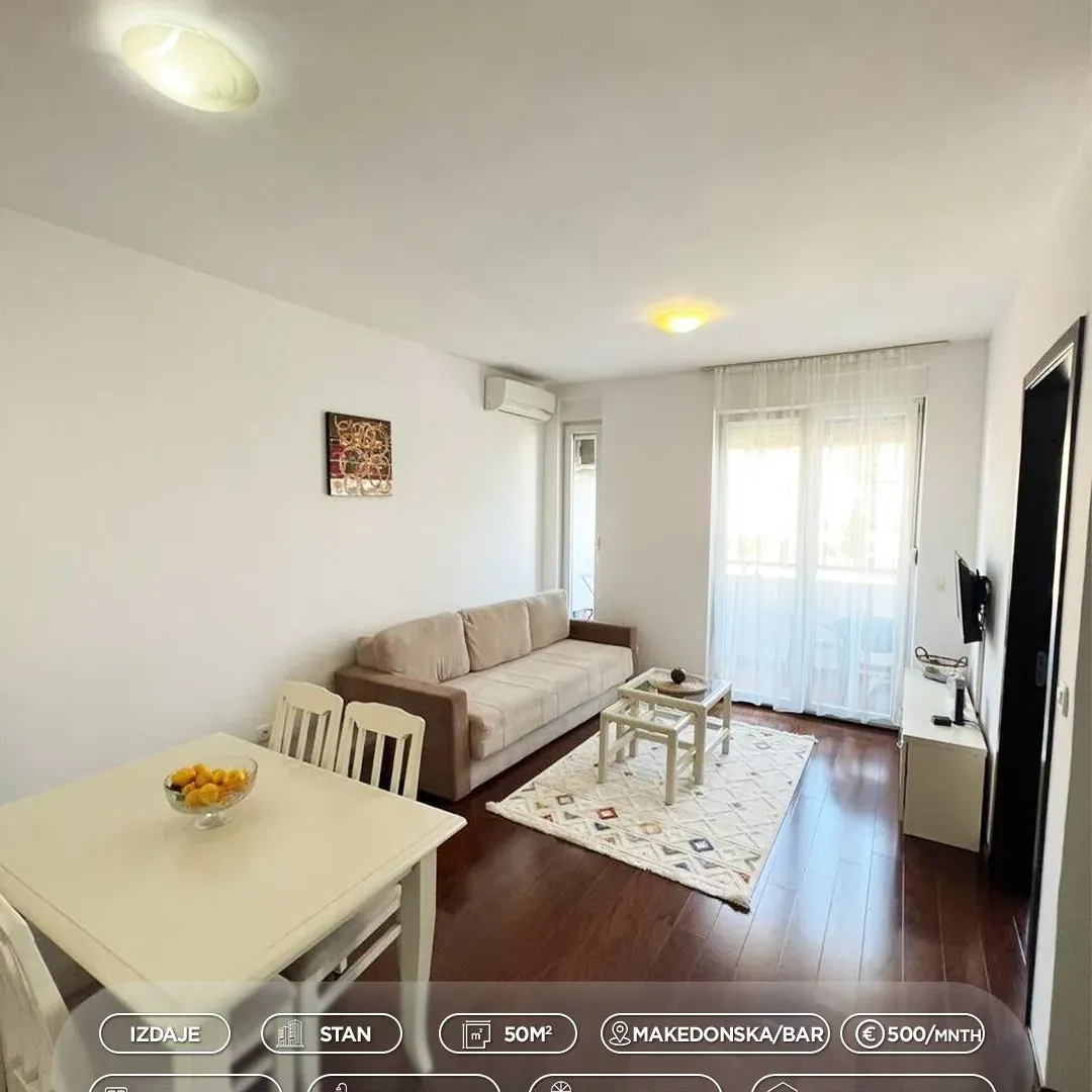 Rent, one bedroom apartment, 50m², Centar, Bar