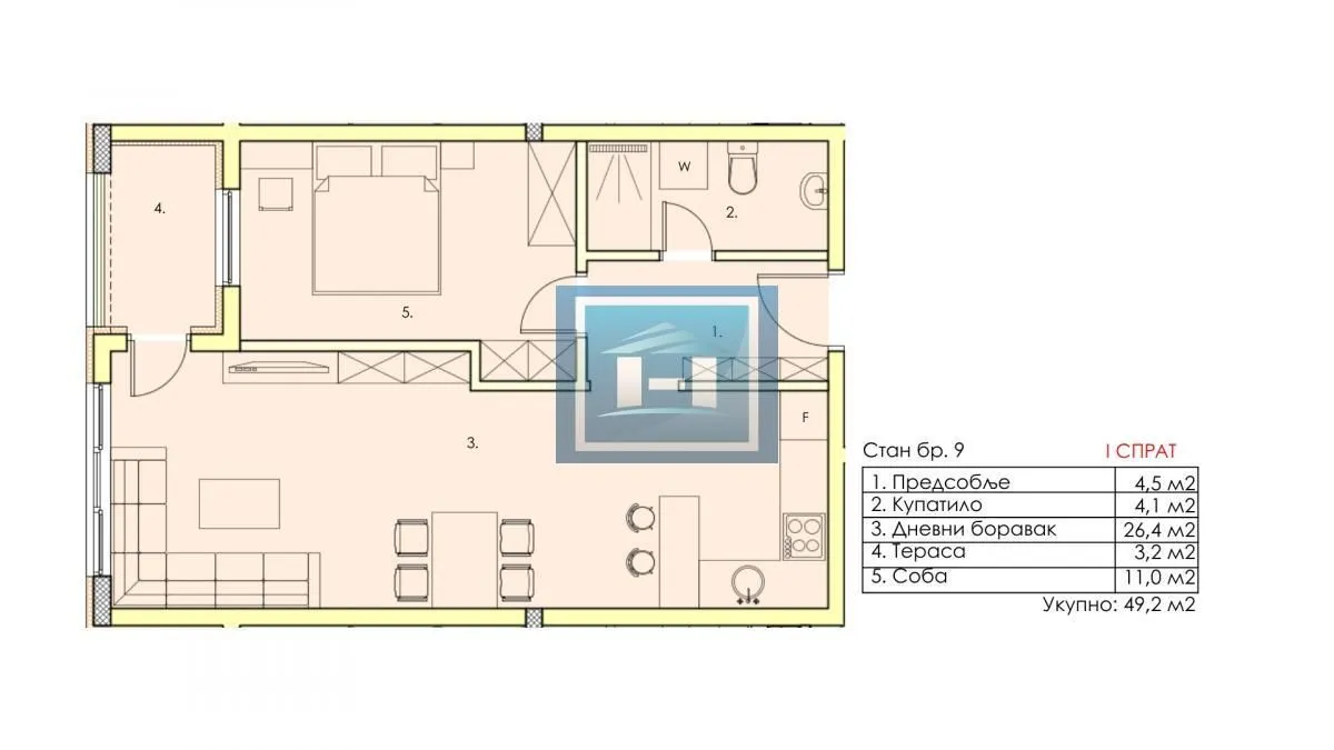 Prodaja, jednosoban stan, 49m², Centar, Jagodina