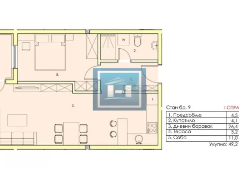 Sale, one bedroom apartment, 49m², Centar, Jagodina
