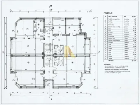 Osnova prizemlja sa rasporedom prostorija i dimenzijama. - image 5