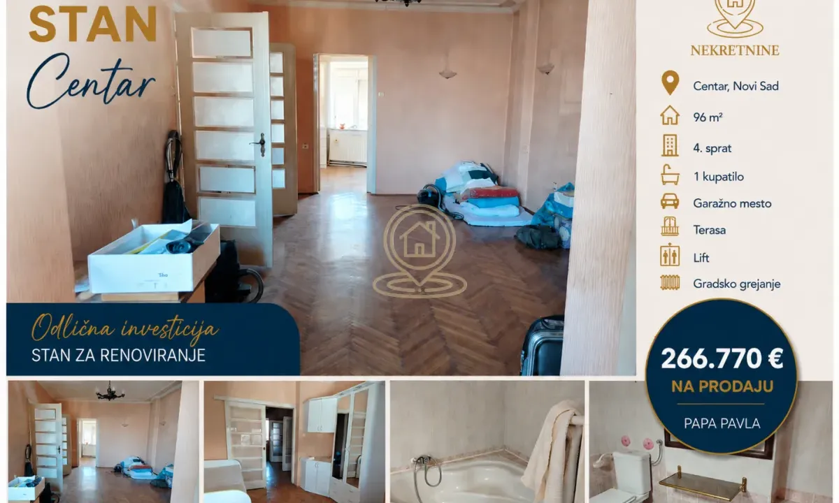 Sale, three bedroom apartment, 96m², Centar, Novi Sad