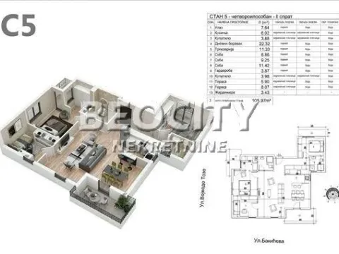 Sale, two bedroom apartment, 51m², Lekino Brdo, Voždovac Sve Podlokacije