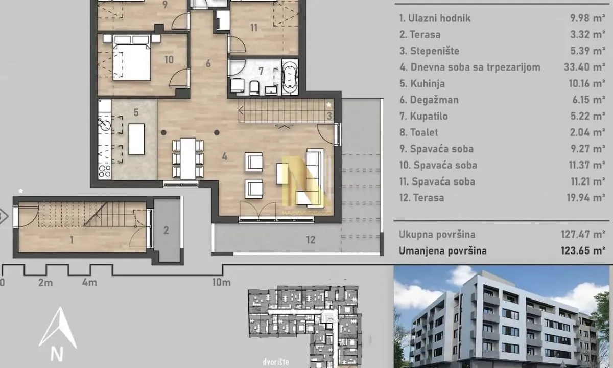 Prodaja, četvorosoban stan, 127m², Salajka, Novi Sad Sve Podlokacije