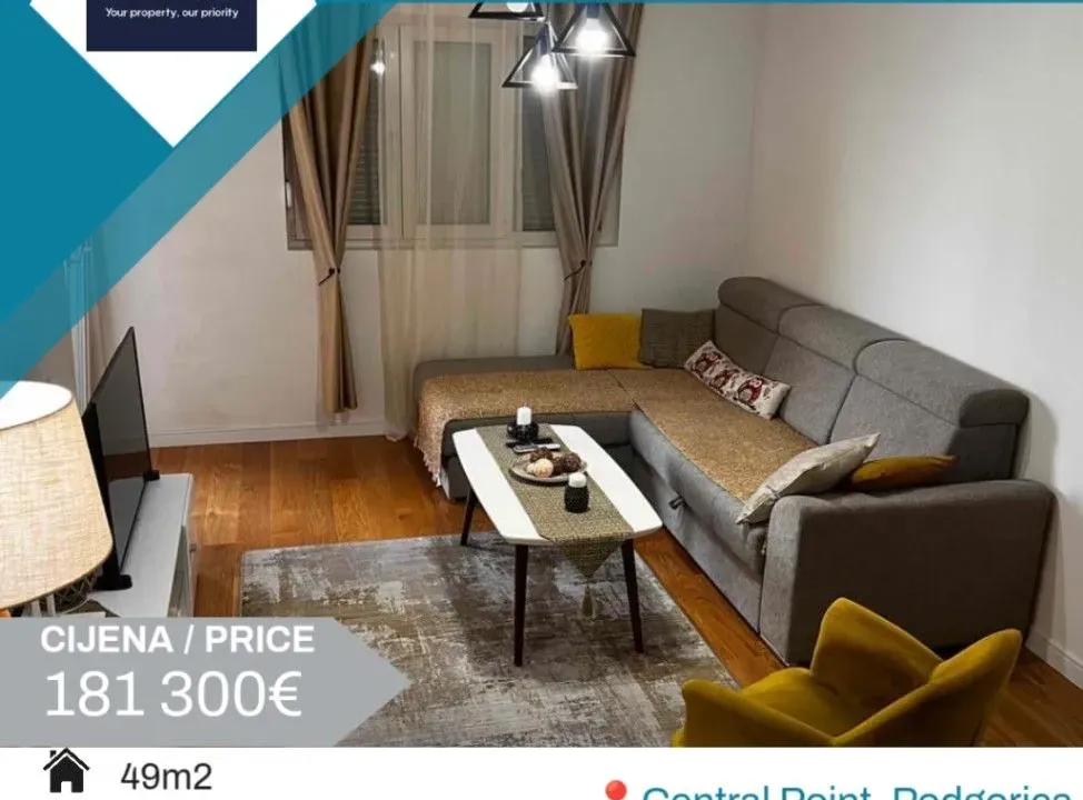 Prodaja, jednosoban stan, 49m², Central Point, Podgorica