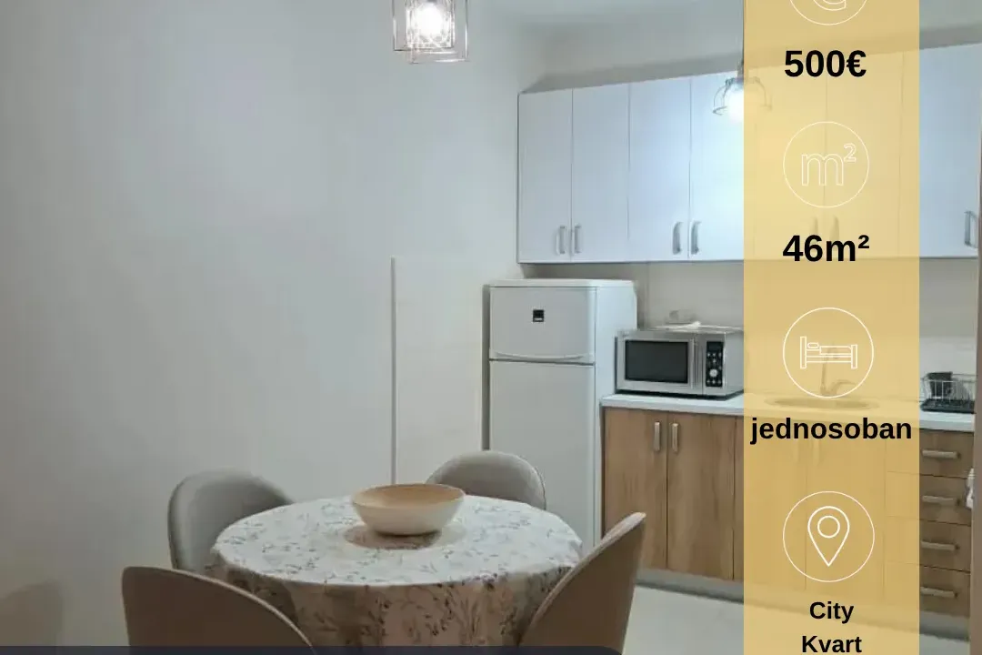 Rent, one bedroom apartment, 46m², City Kvart, Podgorica