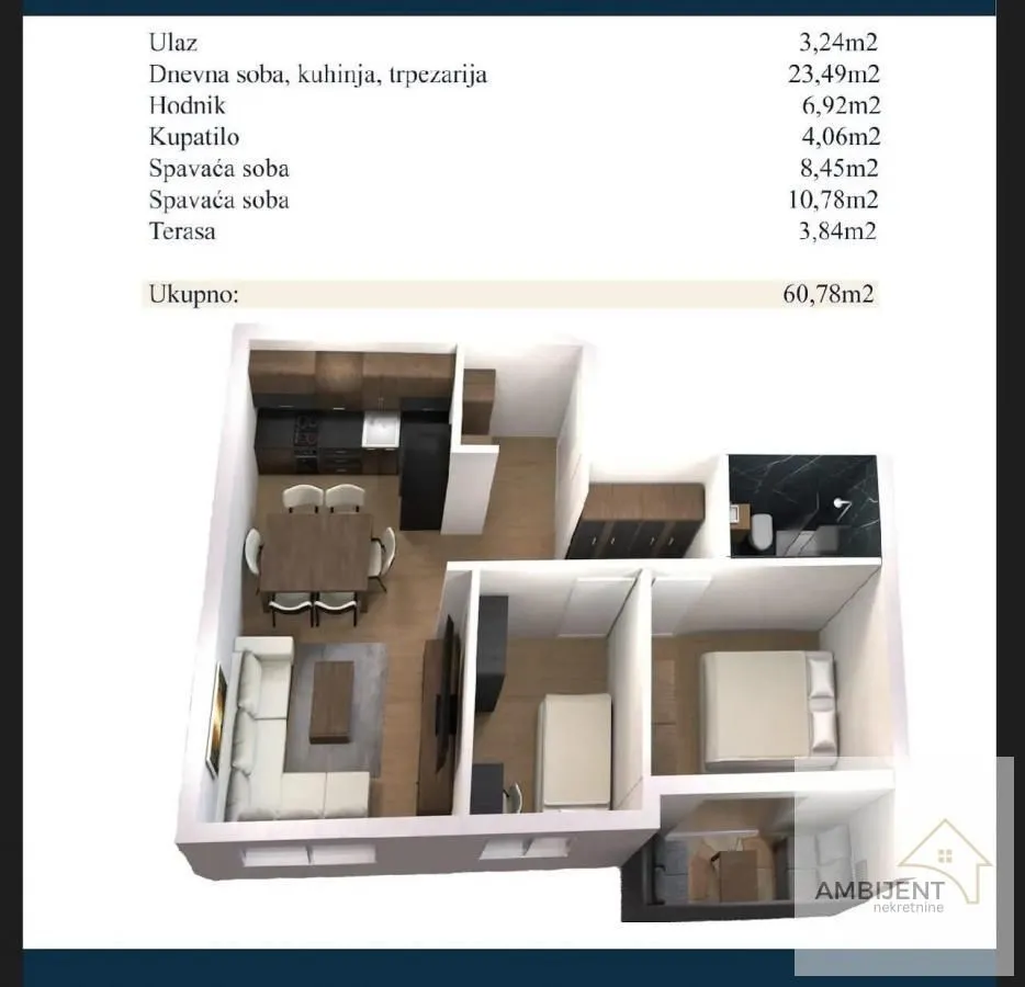 Sale, two bedroom apartment, 60m², Novi Banovci, Stara Pazova