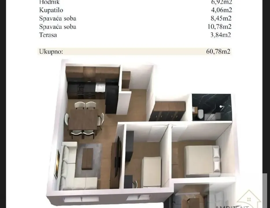 Prodaja, dvosoban stan, 60m², Novi Banovci, Stara Pazova