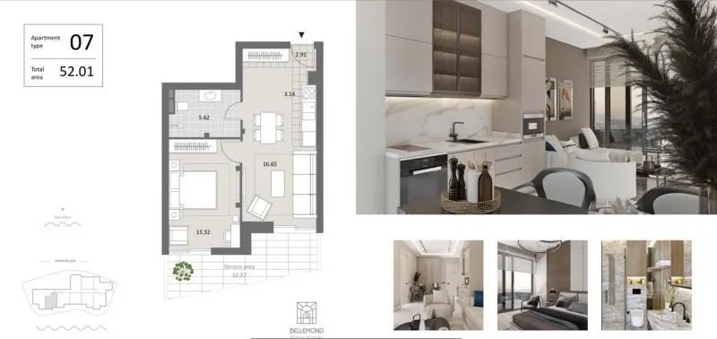 Prodaja, jednosoban stan, 51m², Budva, Crna Gora