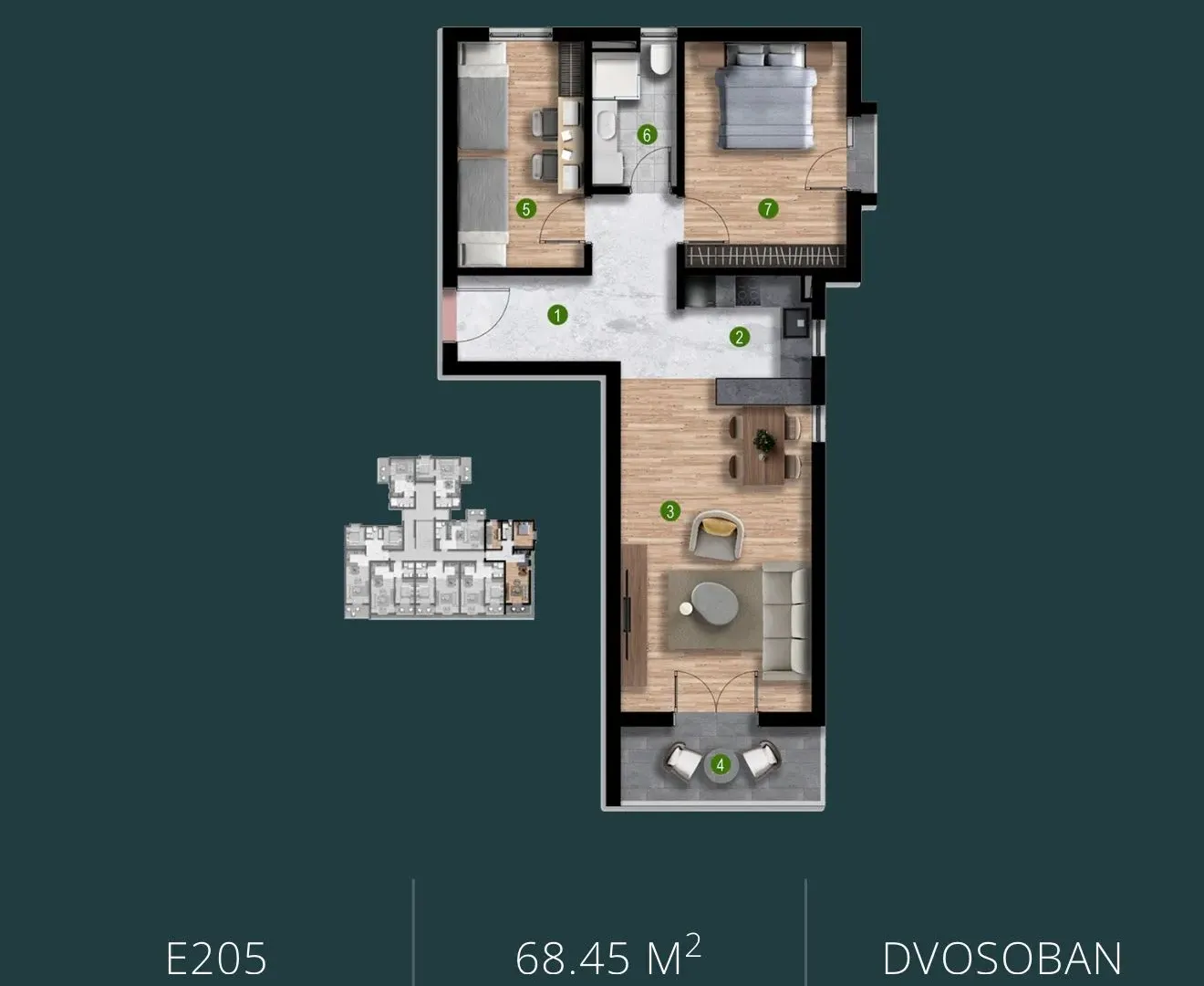 Prodaja, dvosoban stan, 69m², Čeluga, Bar