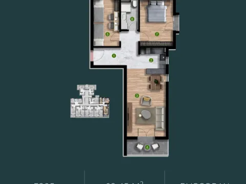 Sale, two bedroom apartment, 69m², Čeluga, Bar - image 2