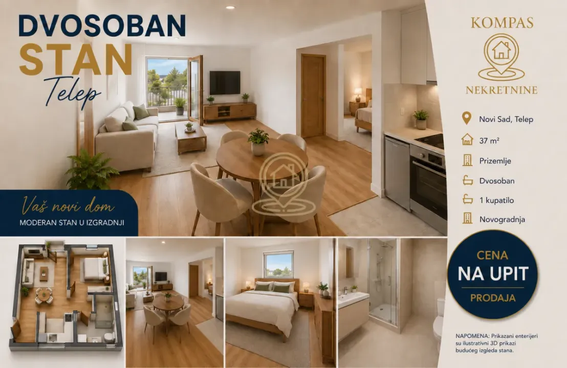 Prodaja, dvosoban stan, 37m², Telep, Novi Sad Sve Podlokacije