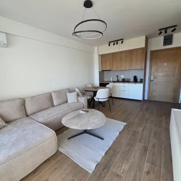 Modern living room with kitchen and dining area. - image 2