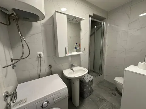 Savremeno opremljeno kupatilo sa tuš kabinom, umivaonikom i veš mašinom. - image 16