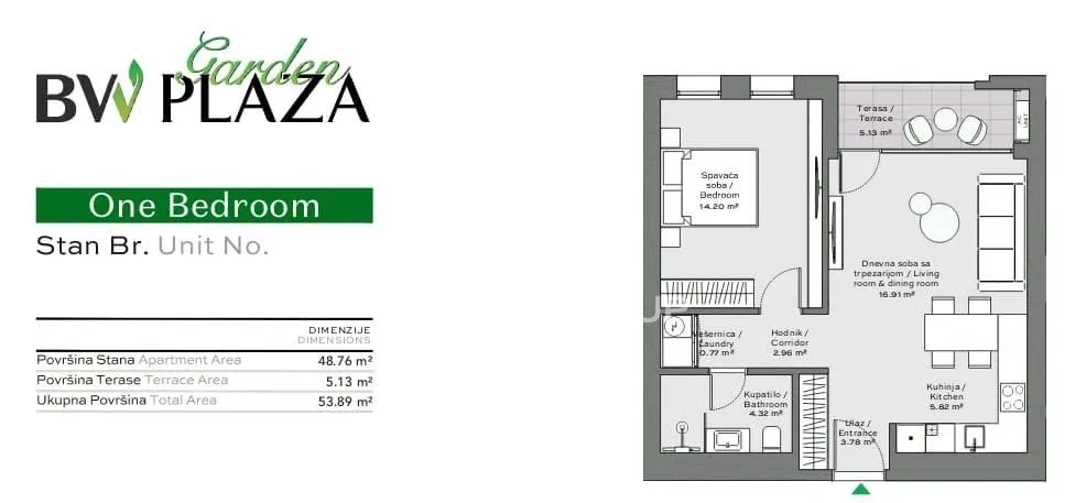 Sale, two bedroom apartment, 52m², Savski Venac, Beograd
