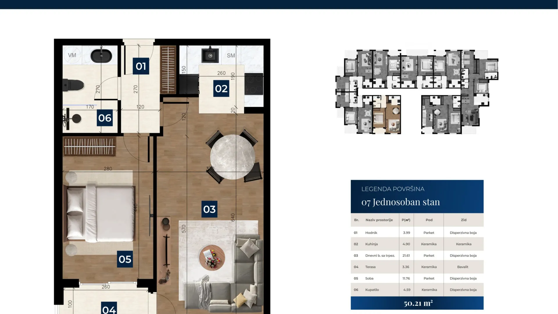 Prodaja, jednosoban stan, 46m², Zabjelo, Podgorica